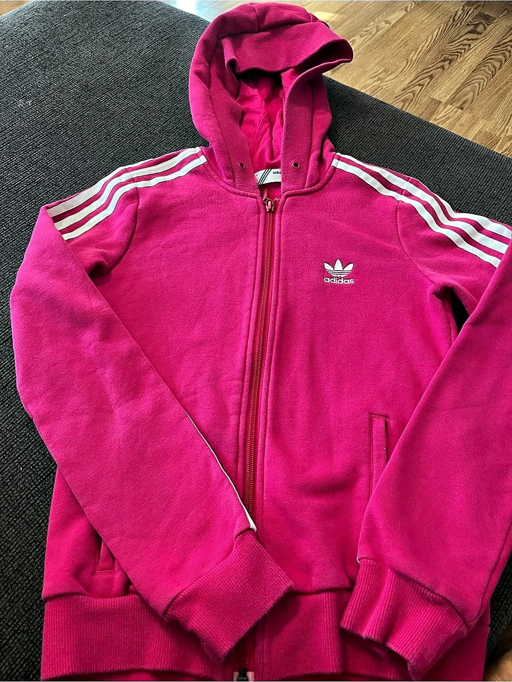 adidas Firebird Track Jacket Pink White Girls Small NWT